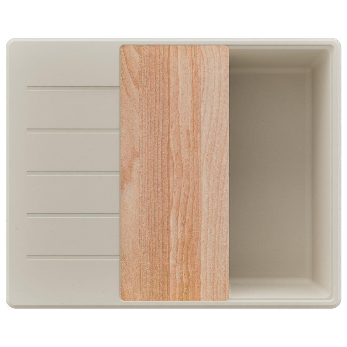 SPÜLBECKEN Kopenhagen, 2-er set Beige 62/50 cm 1 Becken + Ablauf-Set + Schneidebrett ab 50er Unterschrank - Beige, Kunststoff (62/20/50cm) - Primagran