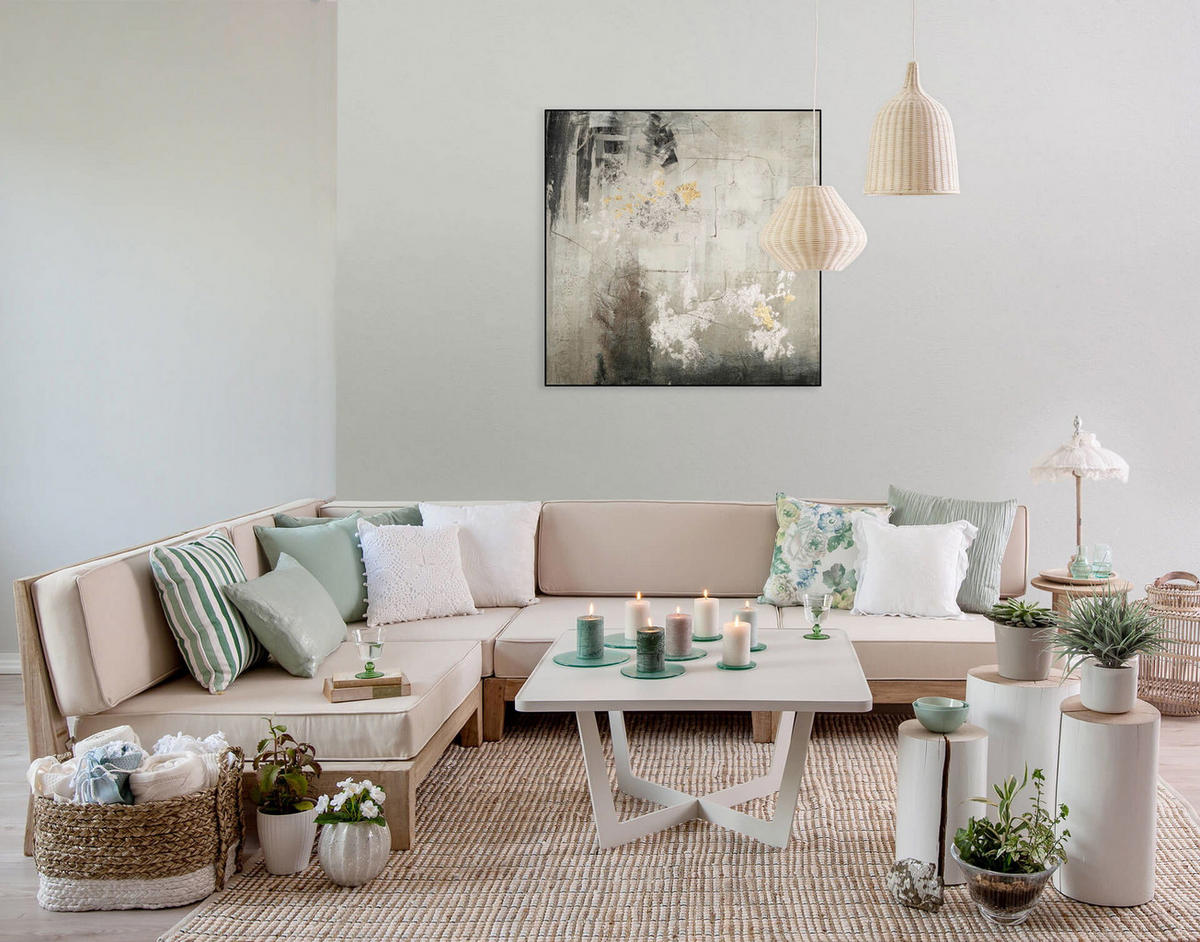 ÖLGEMÄLDE 80/80 cm - Grau, Holz/Textil (1.67/80cm) - KUNSTLOFT