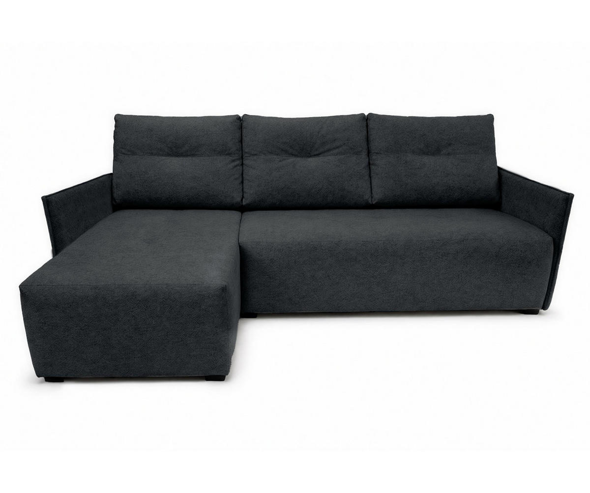 ECKSOFA L Form Damascus Schwarz 212/143/88 cm Links mit Schlaffunktion - Schwarz, Kunststoff/Textil (143/212cm) - AX Living