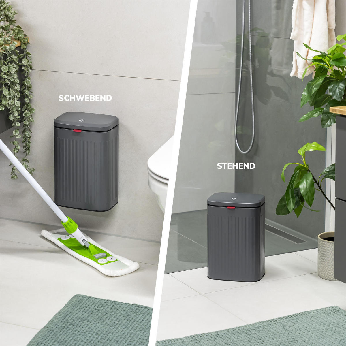 ABFALLEIMER 6 Liter, grau - Grau, Metall (22.5/31/16.5cm) - eluno