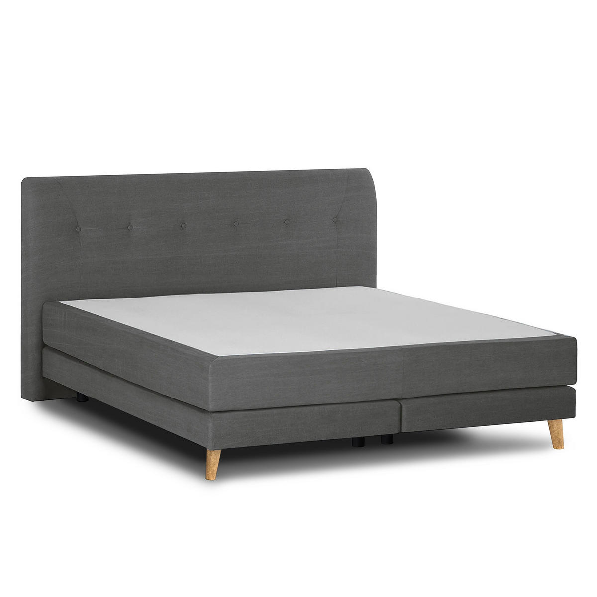 BOXSPRINGBETT - Webstoff - Anthrazit, Naturmaterialien (160/200cm) - home24