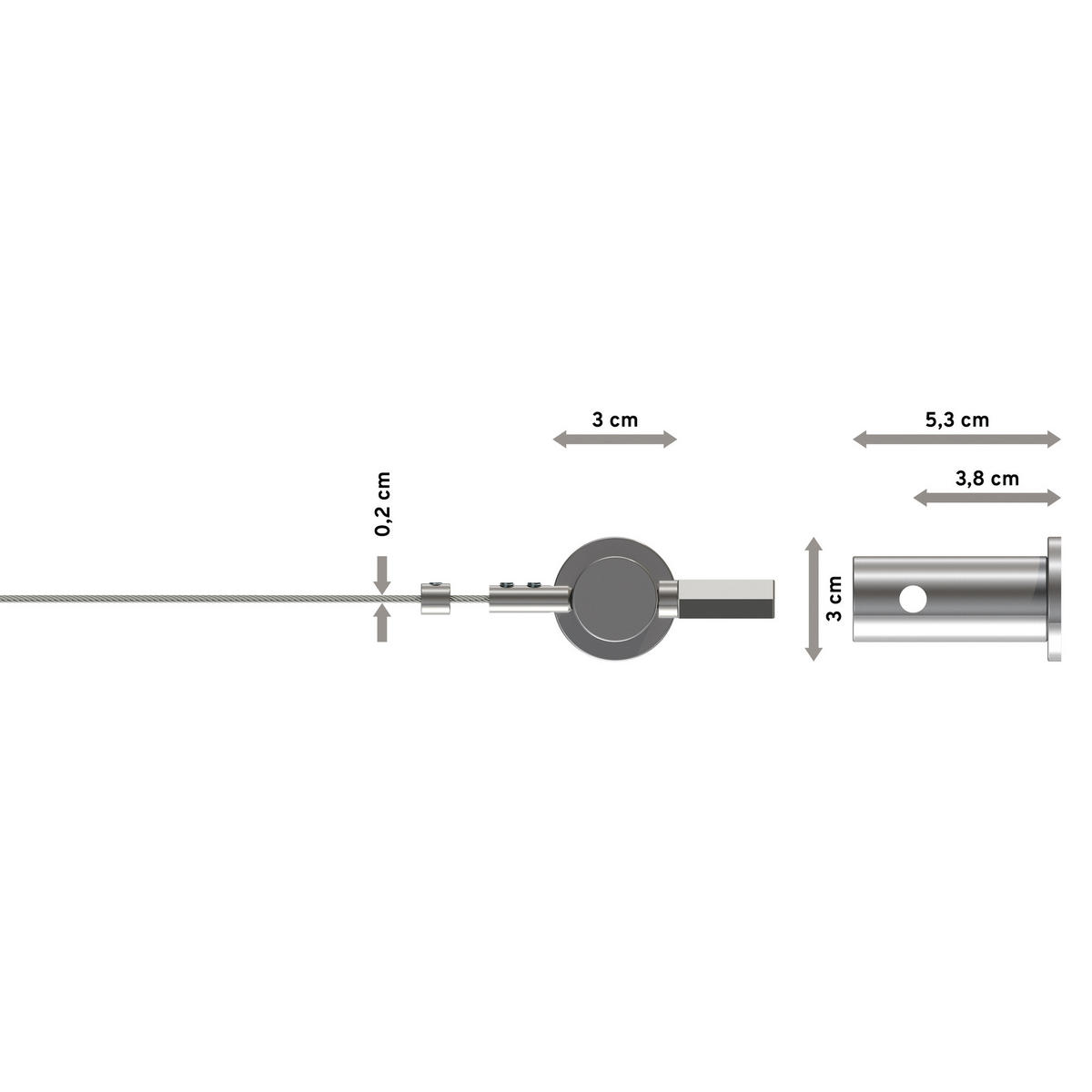 SEILSPANNGARNITUR/SEILSPANNER-SET Tavia 500 cm Seil, Chrom - Chromfarben, Metall (3/5/5cm) - INTERDECO
