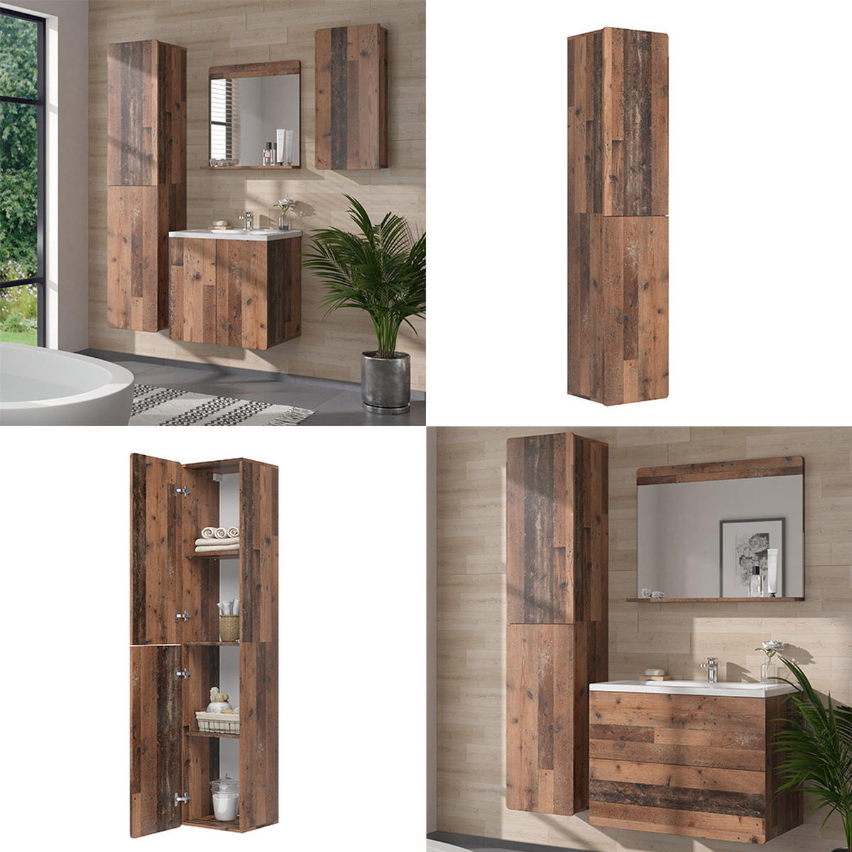 HOCHSCHRANK Izan Oldstyle 36.6 x 171.6 cm - Braun, Holzwerkstoff (36.6/171.6/33.2cm) - Vicco