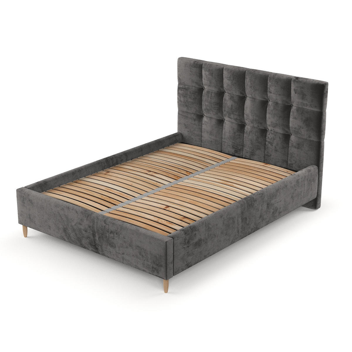 POLSTERBETT Cora 160/200 cm Anthrazit im Lotta Stoff - Anthrazit/Naturfarben, Holz/Holzwerkstoff (160/200cm) - AltaBeds