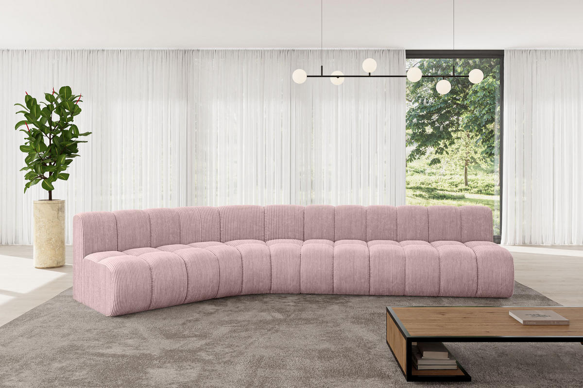 ECKSOFA modulares Sofa Montra-L2 - 381x174x70 cm Rosa - Rosa, Holzwerkstoff/Textil (381/174cm) - ALTDECOR