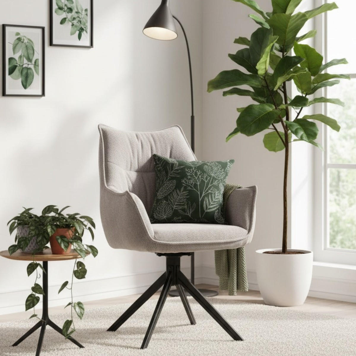 ESSZIMMERSTUHL Ginosa drehbar 2er-Set - Beige/Hellgrau, Textil/Metall (62/90/66cm) - Mr. Deko