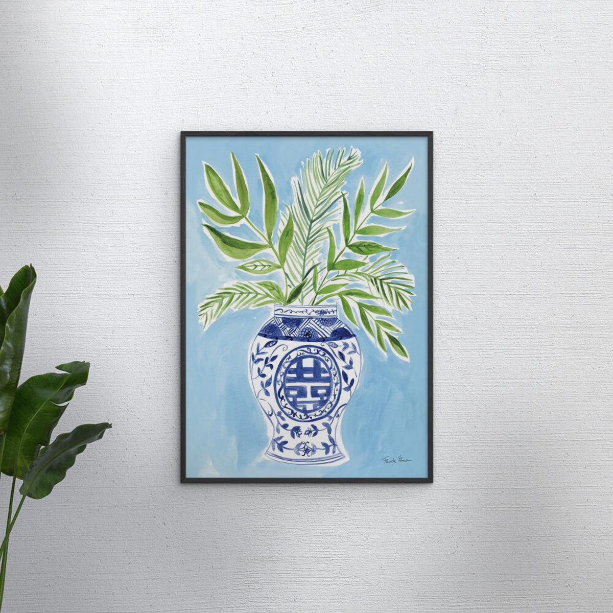 POSTER mit Rahmen Wild Apple - Elegant Chinoiserie II - Blau/Schwarz, Holz/Papier (30/40cm) - Poster&Frame