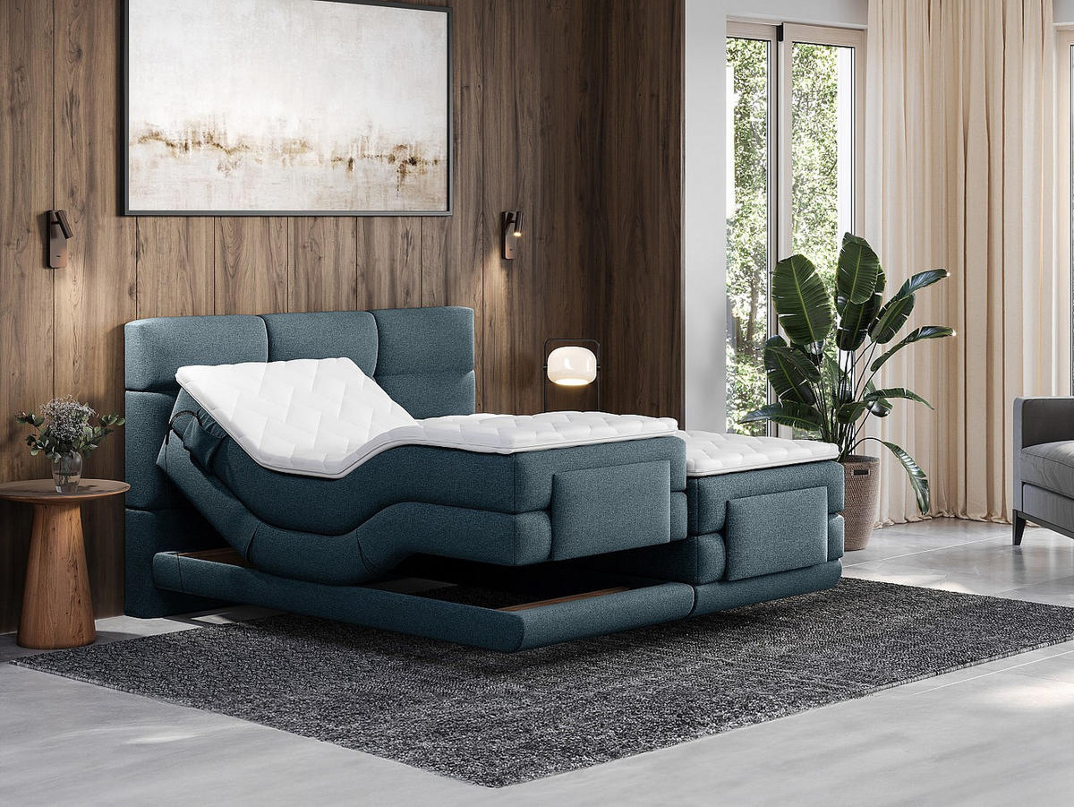 BOXSPRINGBETT - 2 Personen - stoff - blau Lodi - Blau, Textil (90/200cm) - Vente-Unique