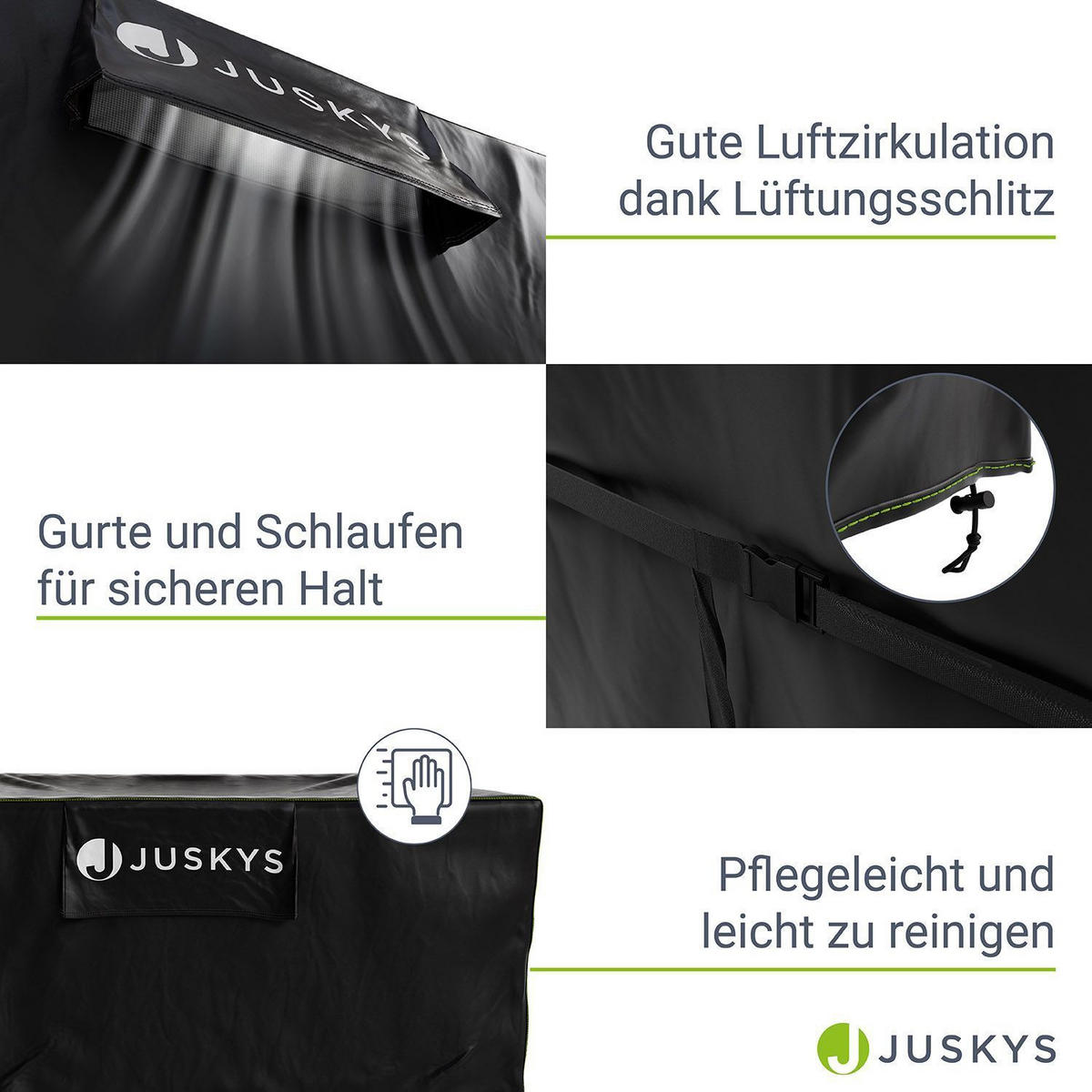 GARTENMÖBELABDECKUNG CoverSafe Pro schwarz - Schwarz, Kunststoff (210/90/250cm) - Juskys