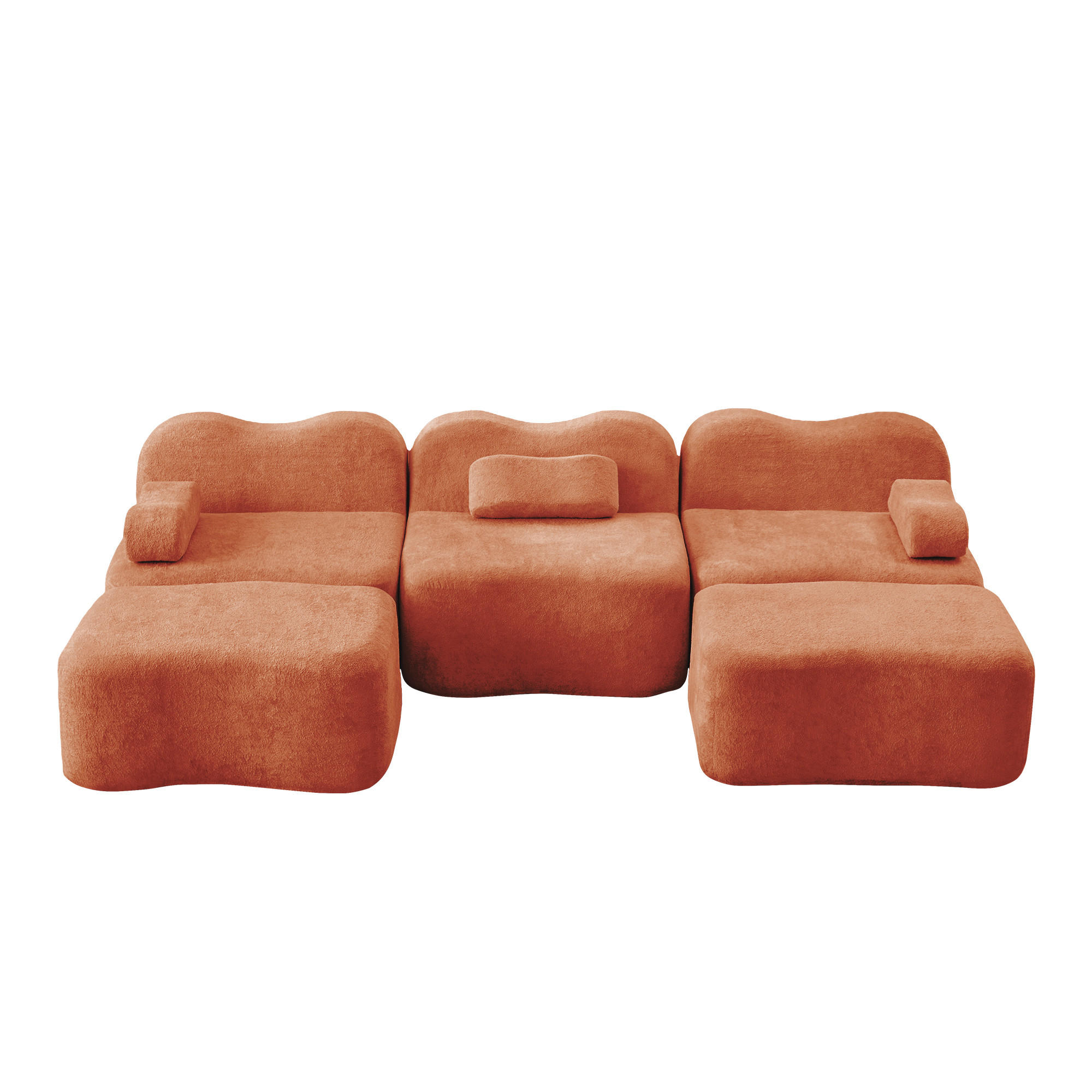 WOHNLANDSCHAFT Orange 288/167/70 cm 3-Sitzer Modular mit 2 Hockern - Orange, Textil (288/70/167cm) - PANGIVO