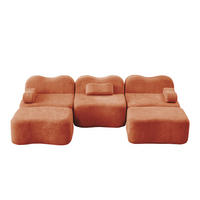 WOHNLANDSCHAFT Orange 288/167/70 cm 3-Sitzer Modular mit 2 Hockern - Orange, Textil (288/70/167cm) - PANGIVO