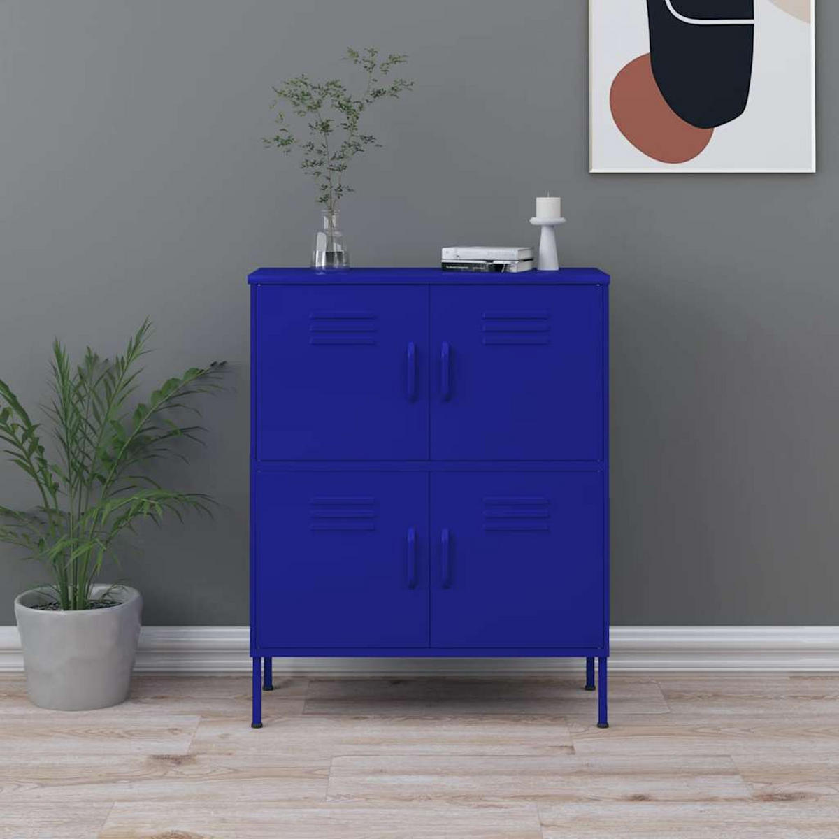LAGERSCHRANK Marineblau 80/35/101,5 Cm Stahl - Blau, Metall (35/101.5/80cm) - vidaXL