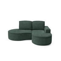 ECKSOFA MOLLY – Halbkreisförmig, Abriamo-Bouclé, Lose Kissen, Bouclé-Bezug, 210x157x88 cm, Rechts, Grün - Jadegrün, Holz/Textil (210/157cm) - DomoHome