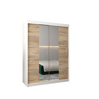 SCHWEBETÜRENSCHRANK 200/150/62 2-türig - Silberfarben/Weiß, Holz/Kunststoff (150/200/62cm) - Abiks Möbel
