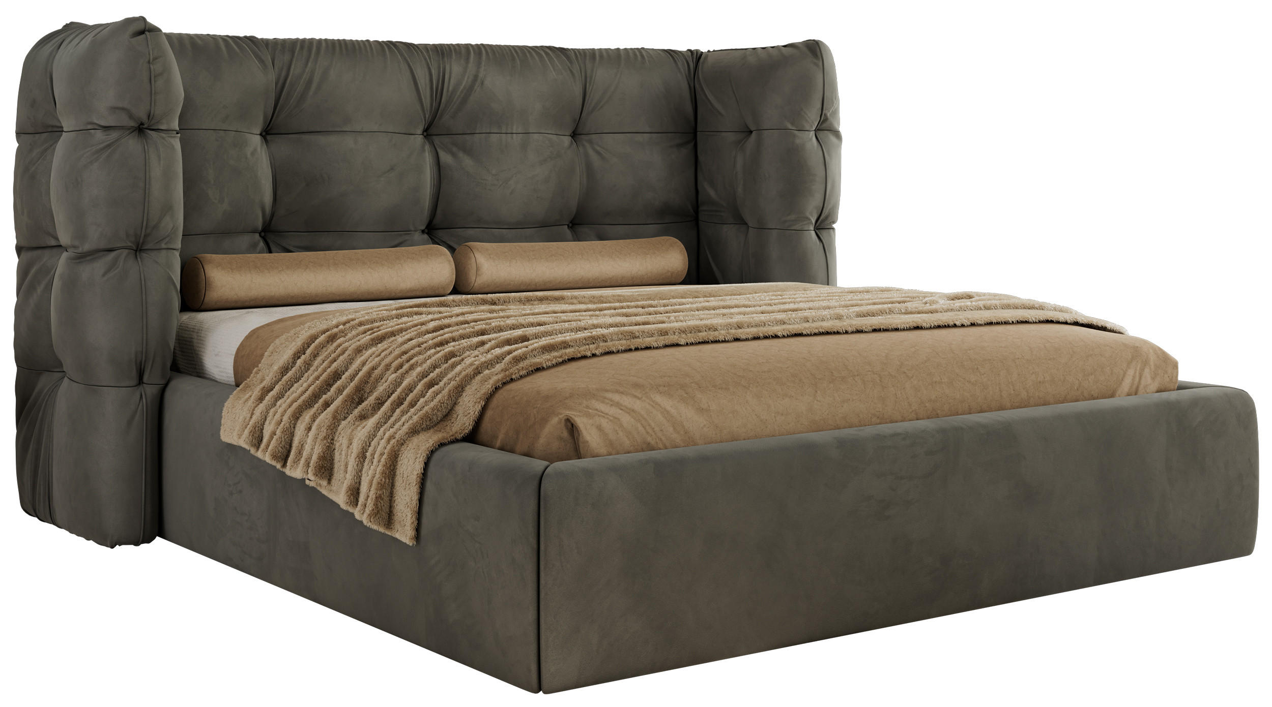 POLSTERBETT FLONELLE CLASSIC 180/200 - Dunkelgrau Velvet - ohne Matratze - Dunkelgrau, Textil (180/200cm) - MKS