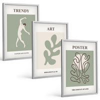 BILDER SET 3er Set - 40x60 cm Silberner Rahmen - Abstrakte Pflanzenfiguren - Silberfarben, Kunststoff (40/60cm) - TULUP
