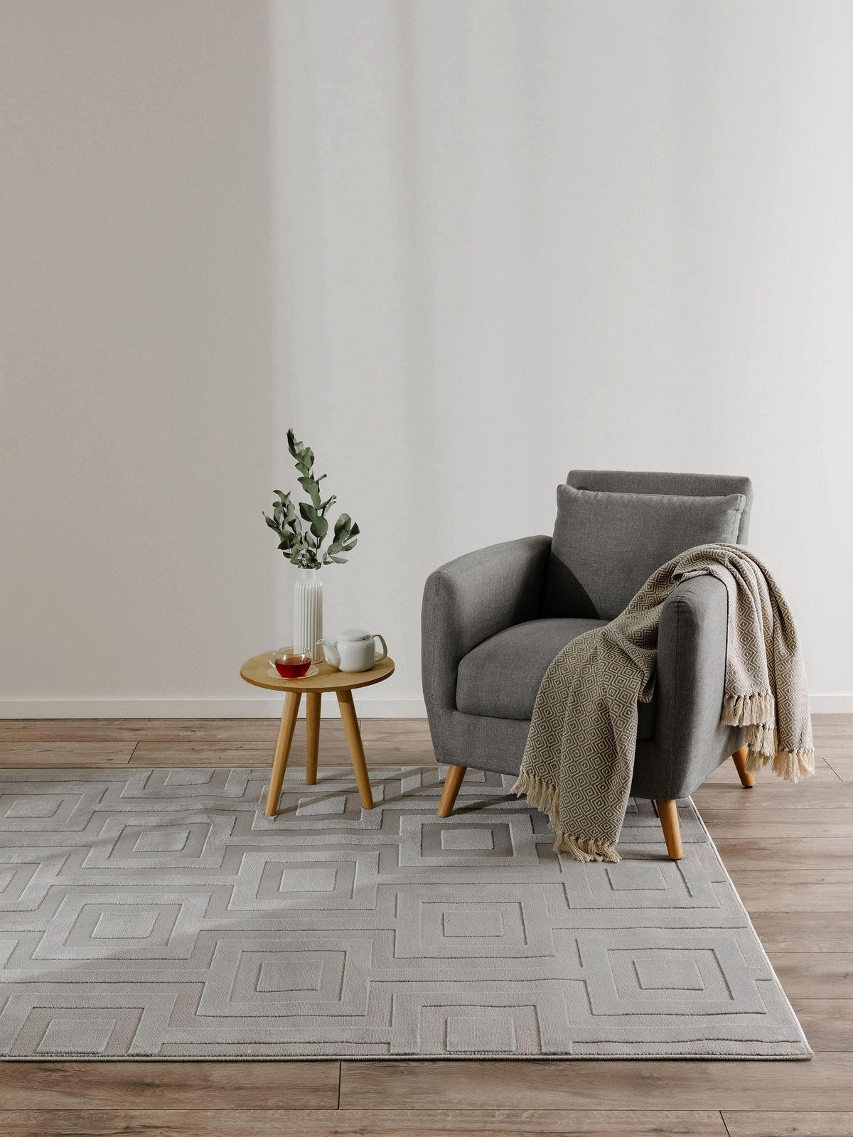 TEPPICH Claire Grau 120x170 cm - Grau, Kunststoff (120/170cm) - benuta