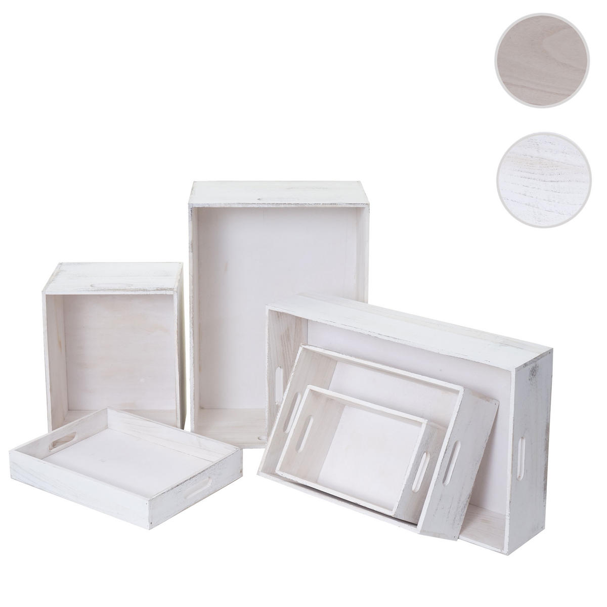 HOLZBOX Weiß 6er-Set - Weiß, Holz (24/40/60cm) - MCW