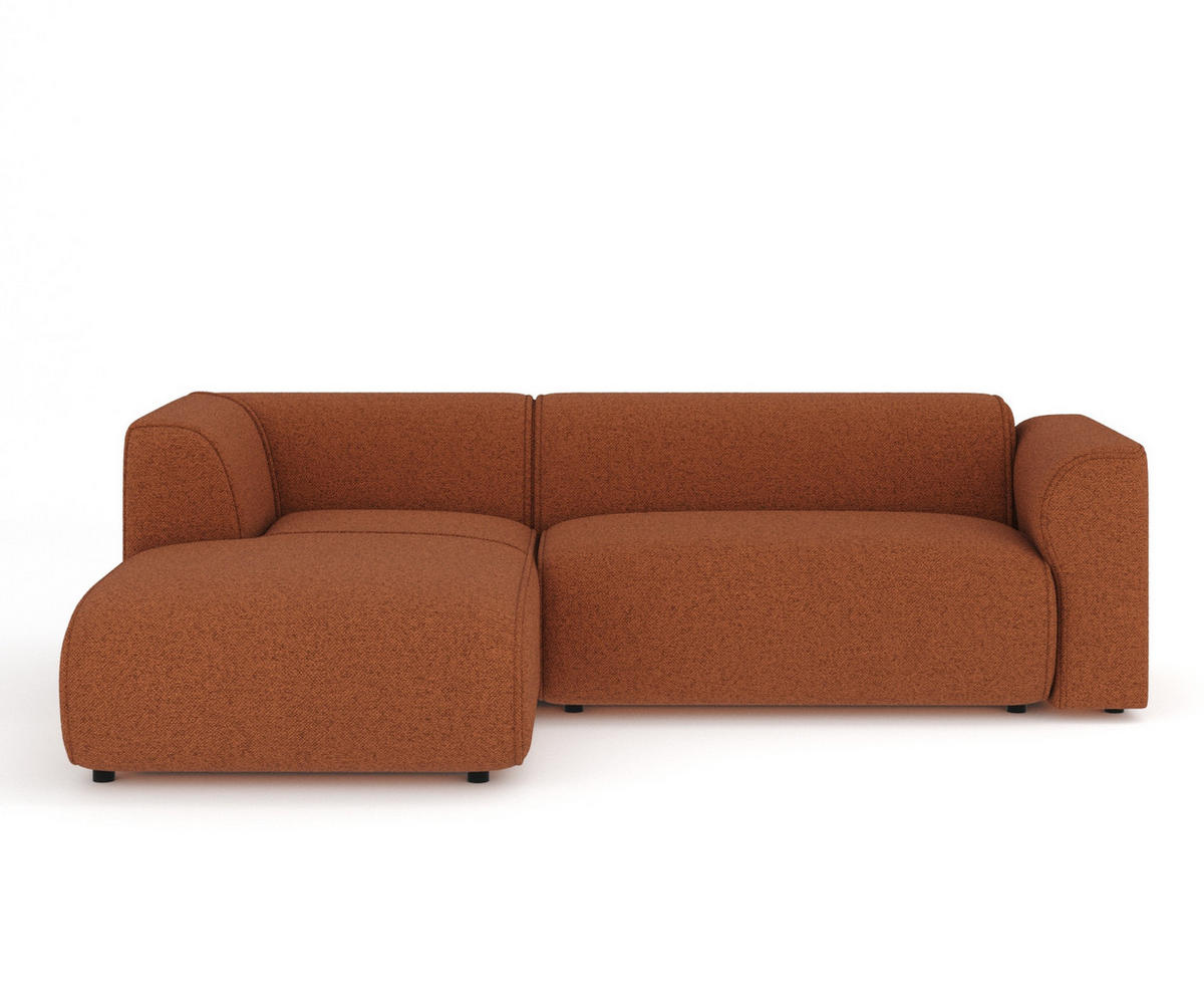 ECKSOFA Melani Kupferfarbe Webstoff - Schwarz/Kupferfarben, Holz/Holzwerkstoff (253/153cm) - Maison de Reve
