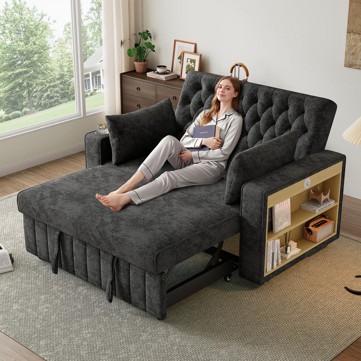 SCHLAFSOFA 140x137x84 cm aus Chenille 2-Sitzer, grau - Grau, Textil (137/84/140cm) - Luhomfu