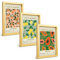 BILDER SET 3er Set - 20x30 cm Goldrahmen - Zitrusfrüchte, tropischer Retro-Stil - Goldfarben, Kunststoff (20/30cm) - TULUP
