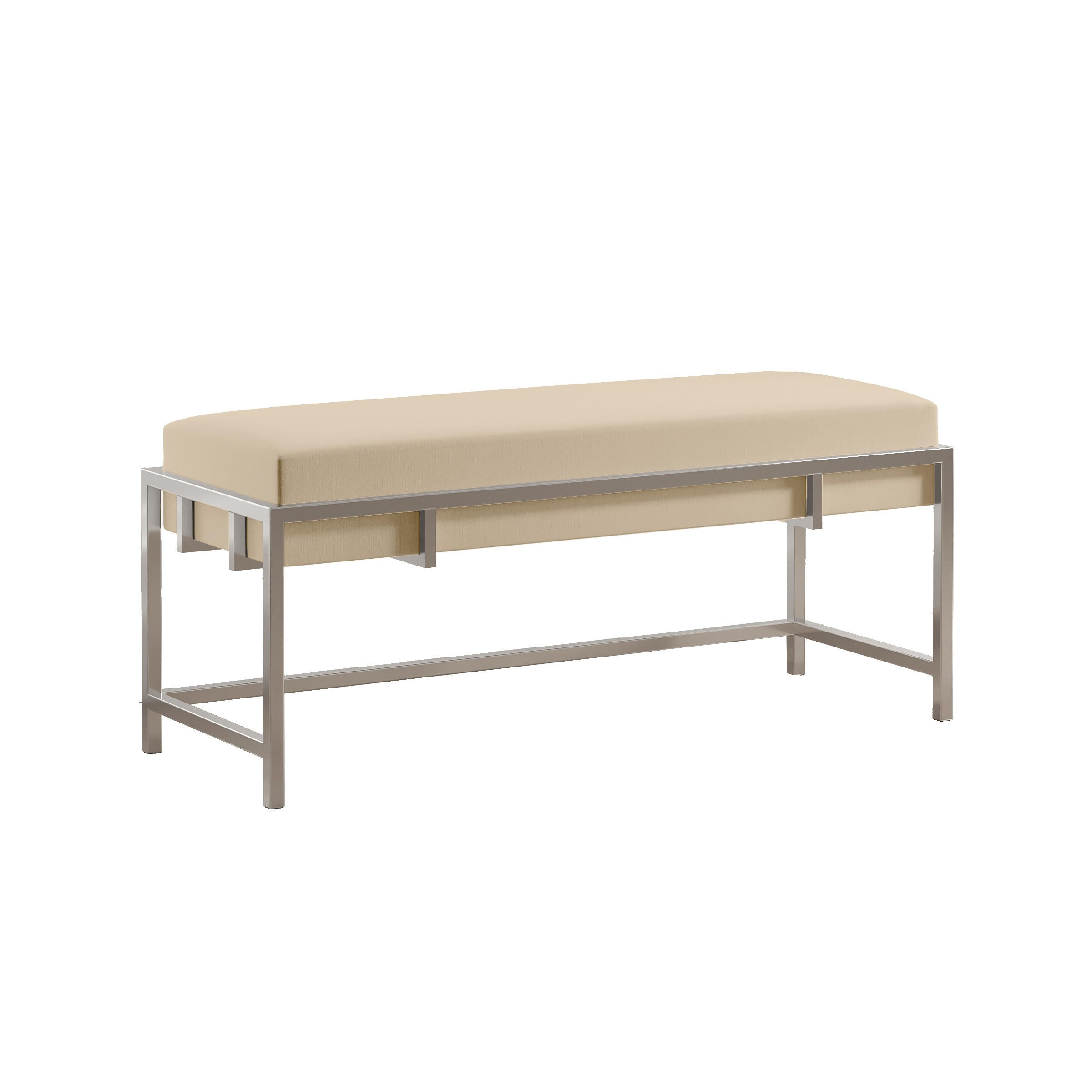 POLSTERBANK LAMO 100 Hellbeige, Chromgestell - Chromfarben/Creme, Textil/Metall (100/45/35cm) - Bettso