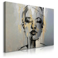LEINWANDBILD Porträt Frau Abstraktion 120x80 - Beige/Schwarz, Textil (120/80cm) - Muralo