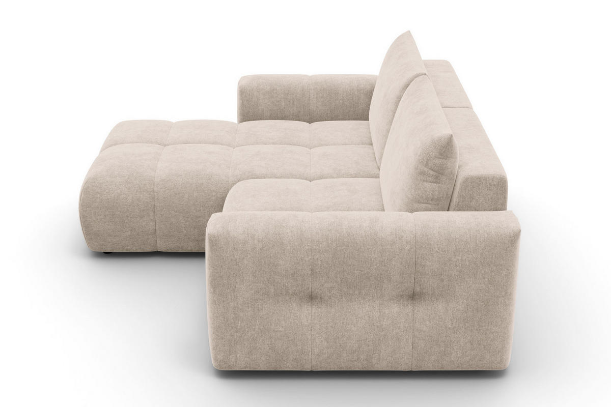 ECKSOFA VERONA 3-Sitzer links, Beige - Beige/Schwarz, Holz/Textil (224/173cm) - Courtois Laville