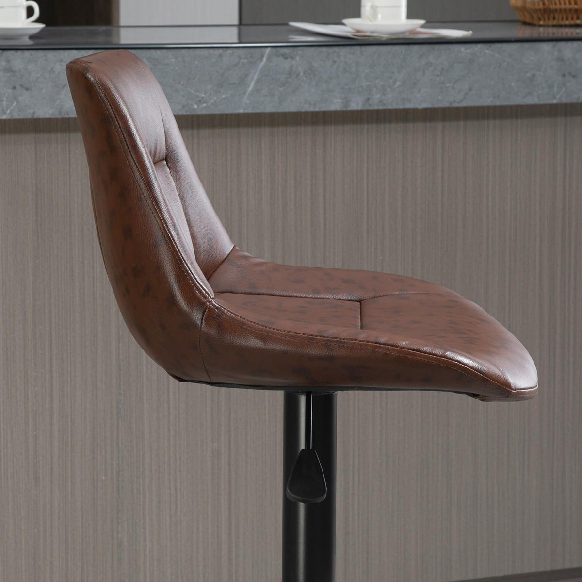 BARHOCKER 2er-Set höhenverstellbar mit Rückenlehne, drehbar, Braun - Braun, Metall (50/108/46.5cm) - MIVRAY