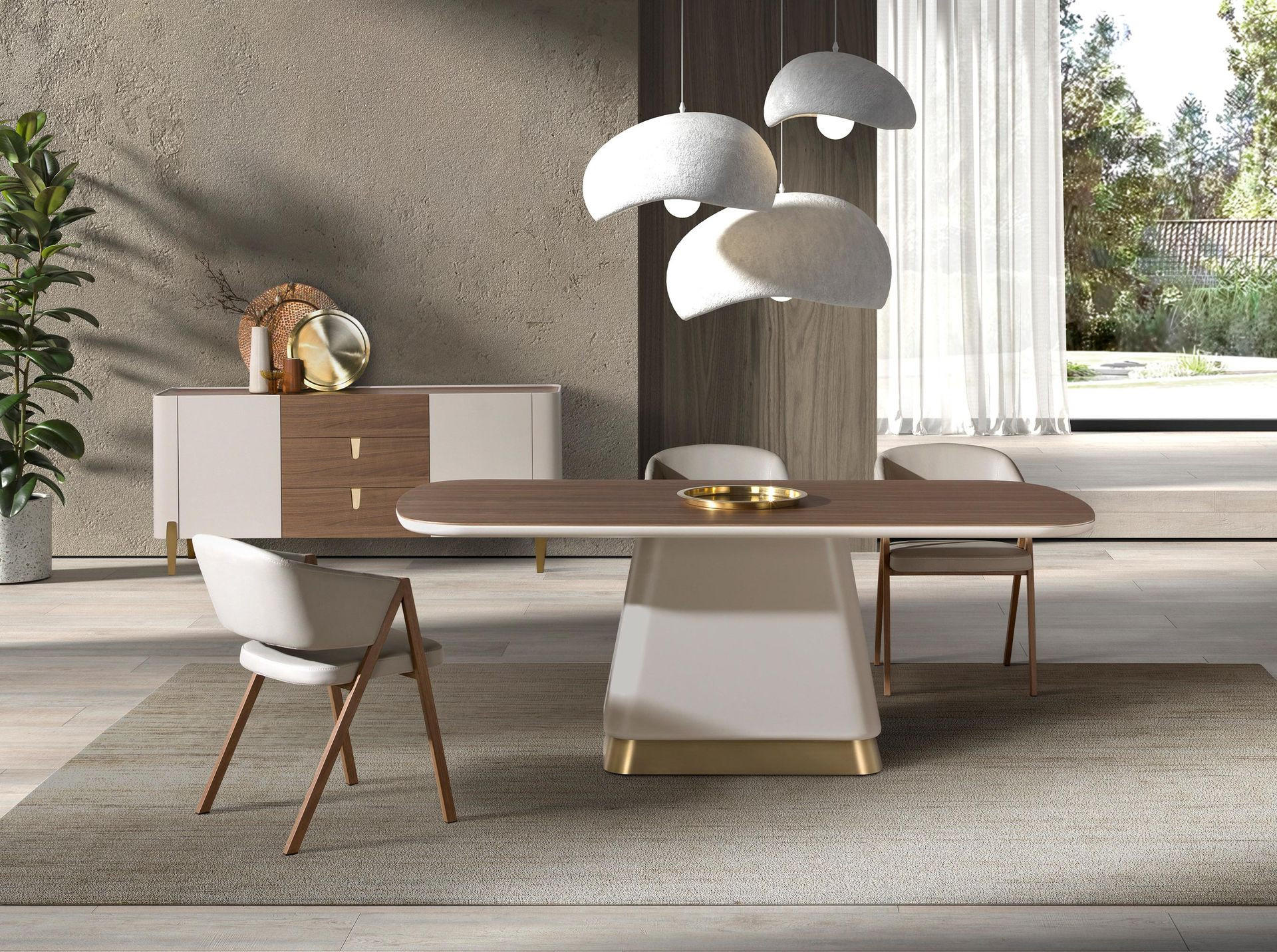 ESSTISCH Rechteckig Beige Gold Walnuss 200/95/76 cm - Walnussfarben, Holz/Holzwerkstoff (95/200/76cm) - ANGEL CERDA