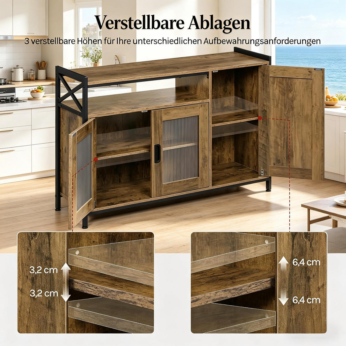 ANRICHTE Braun 110/33/75 cm - Braun, Holz (110/75/33cm) - PANGIVO