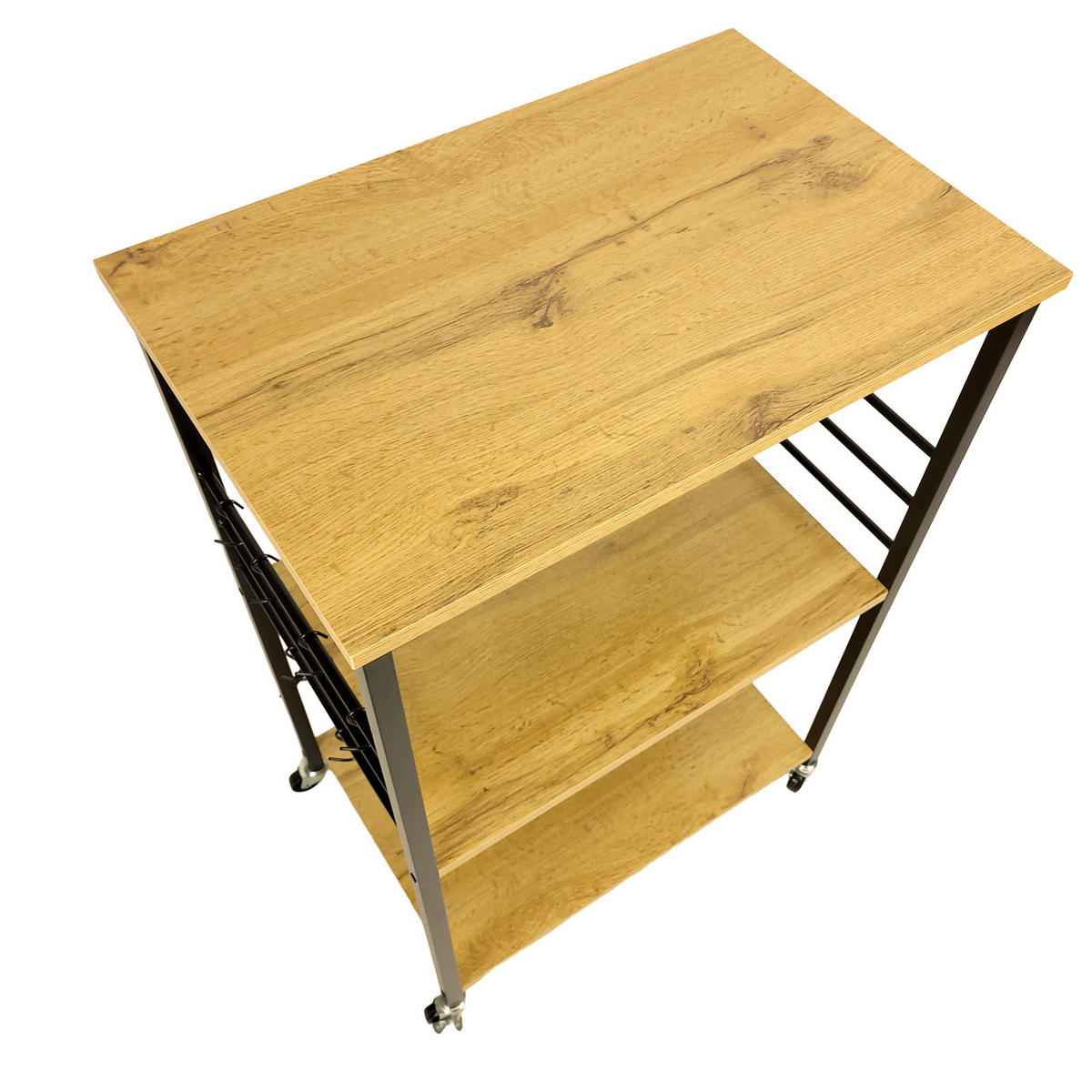 KÜCHENREGAL Holzoptik Metall Eichefarben Schwarz mit Rollen 60×40×90 cm - Eichefarben/Schwarz, Holzwerkstoff/Metall (60/90/40cm) - Begryf