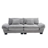 SOFA 2-Sitzer mit Kissen Samt Hellgrau 224/81/81 cm - Grau, Textil (224/81/81cm) - OKWISH