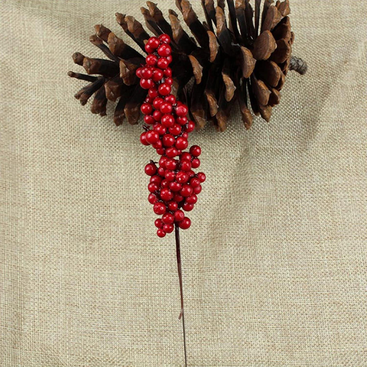 KÜNSTLICHE Beeren 10er Set Rot 20 cm - Rot, Kunststoff (5cm)