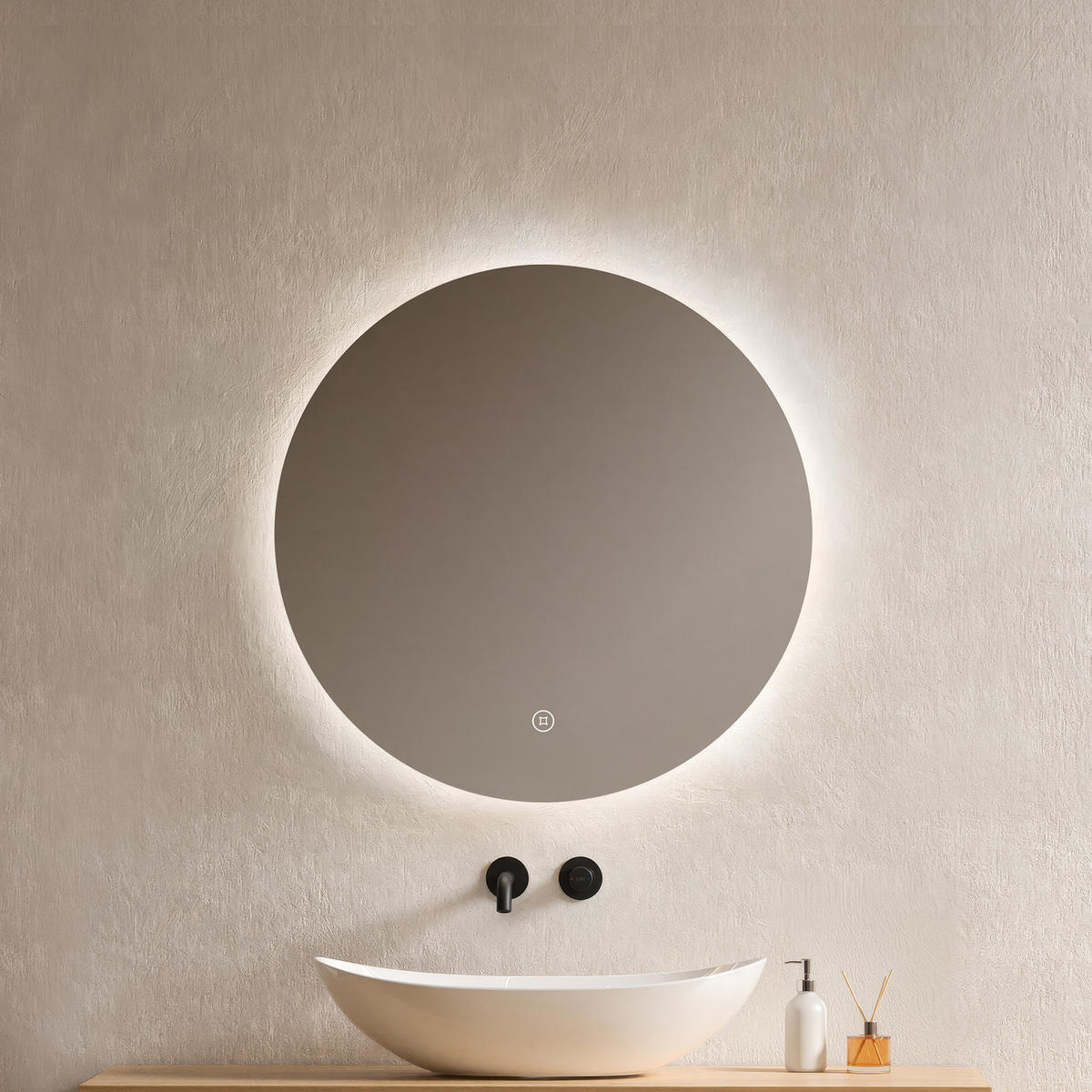 OGLINDA de baie cu LED-uri Ø 60 cm - transparent, sticlă (60/60/3.5cm) - EMKE