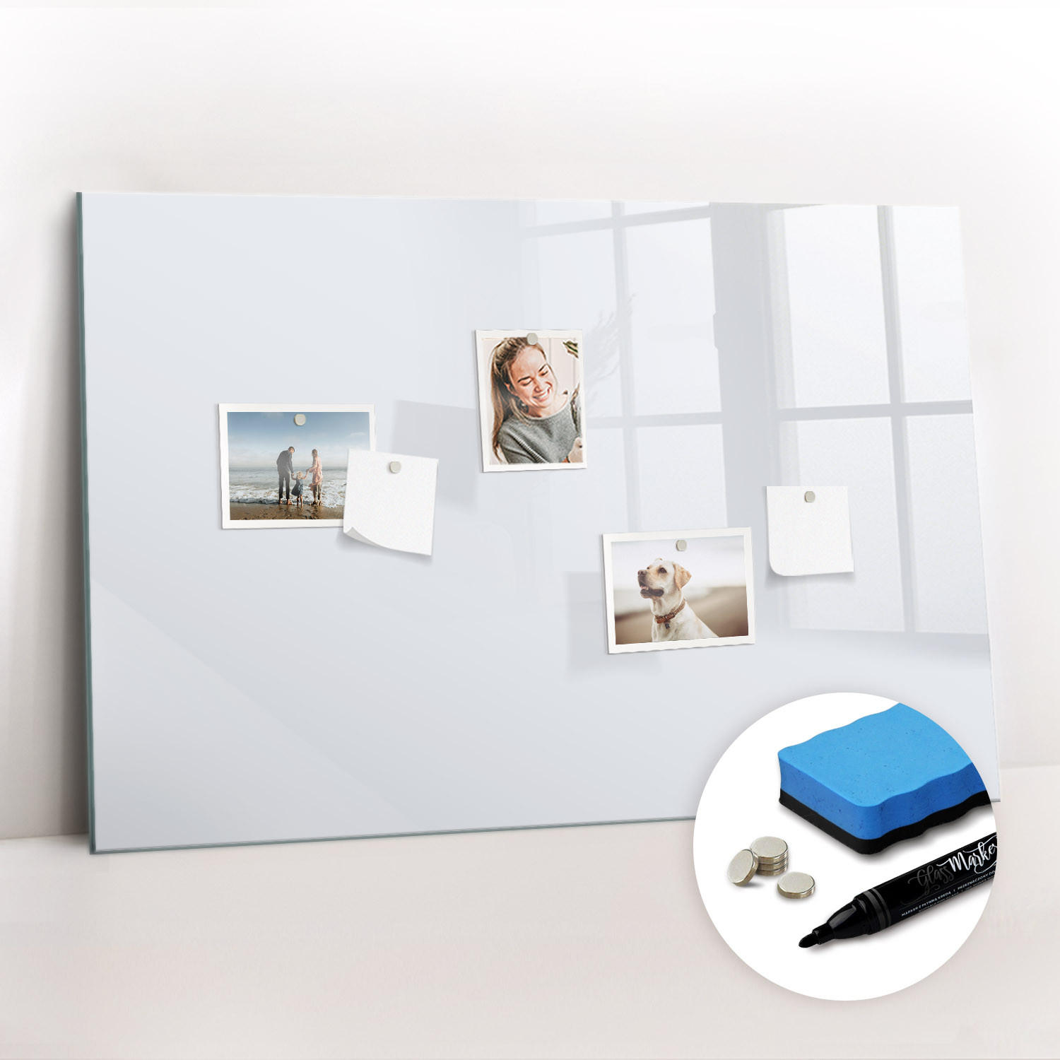 MAGNETTAFEL 90x60 Weiß schwarzer Marker - Weiß, Glas (90/0.4/60cm) - TULUP