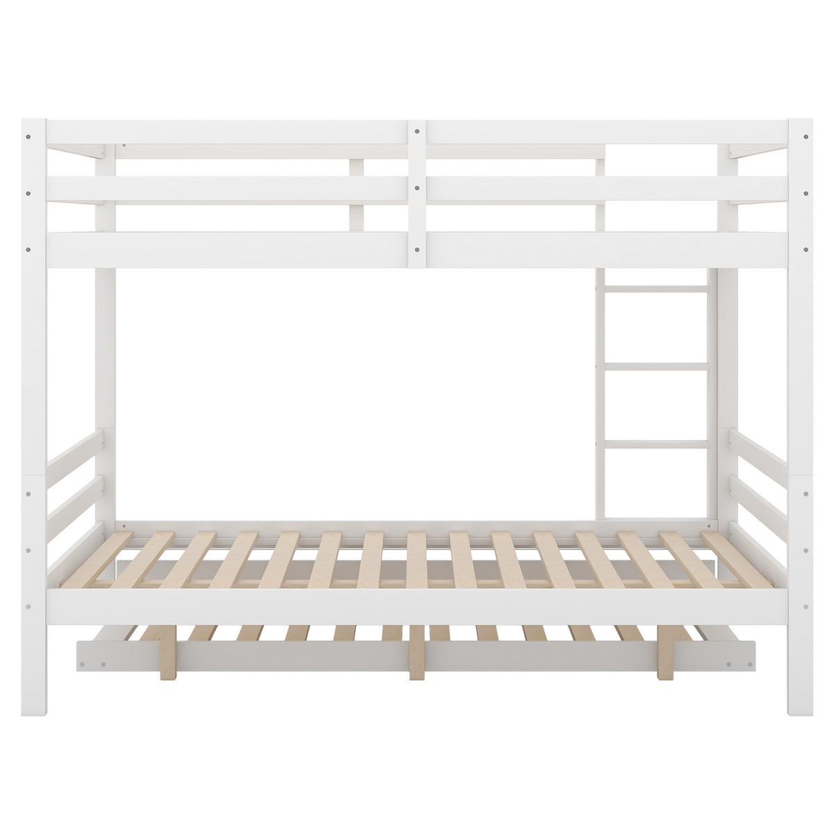 ETAGENBETT 140x200cm Weiß mit Ausziehbett hohe Geländer - Weiß, Holz (140/200cm) - FLIEKS