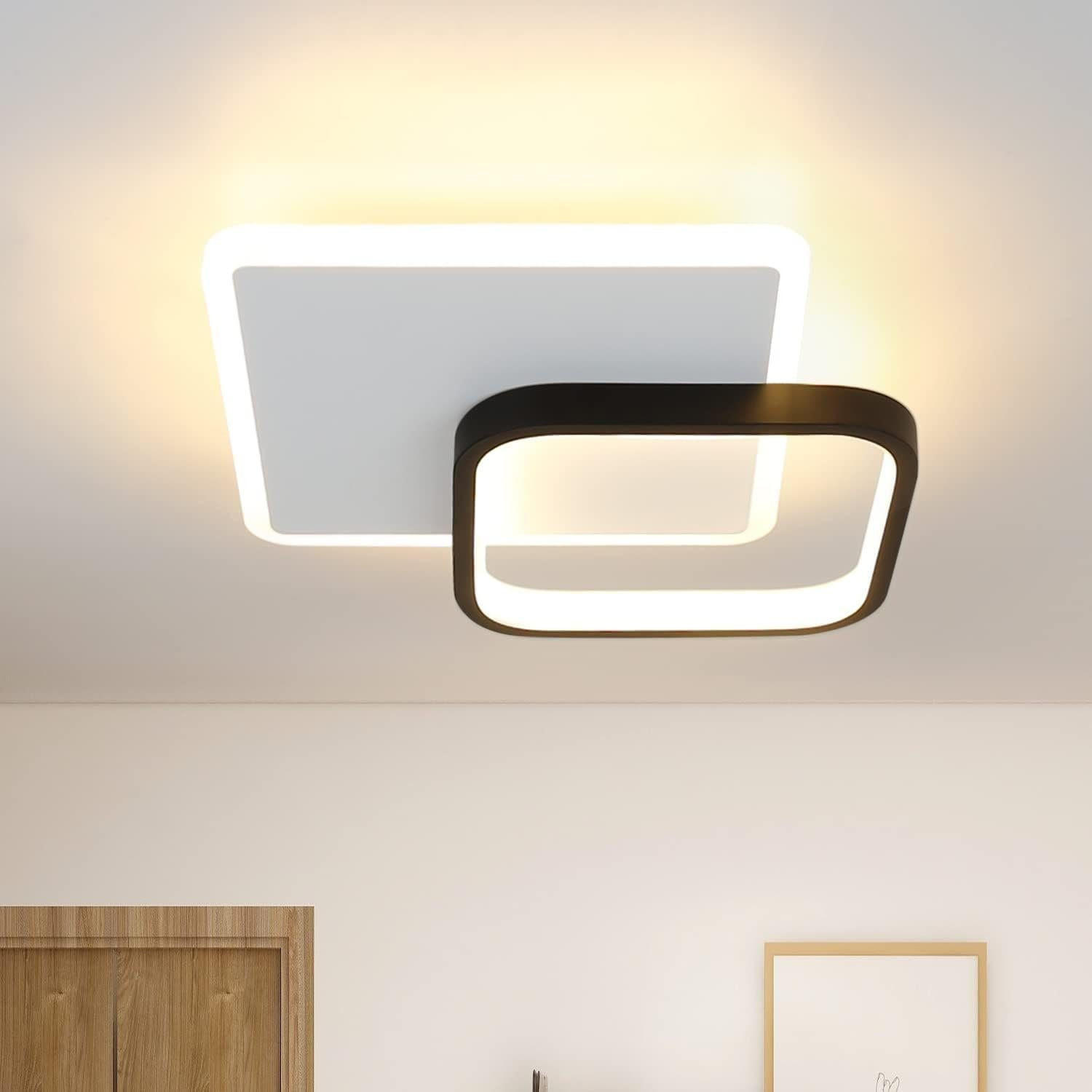LED-DECKENLEUCHTE Archie 25/25/5 cm - Schwarz/Weiß, Metall (25/25/6cm) - Nettlife
