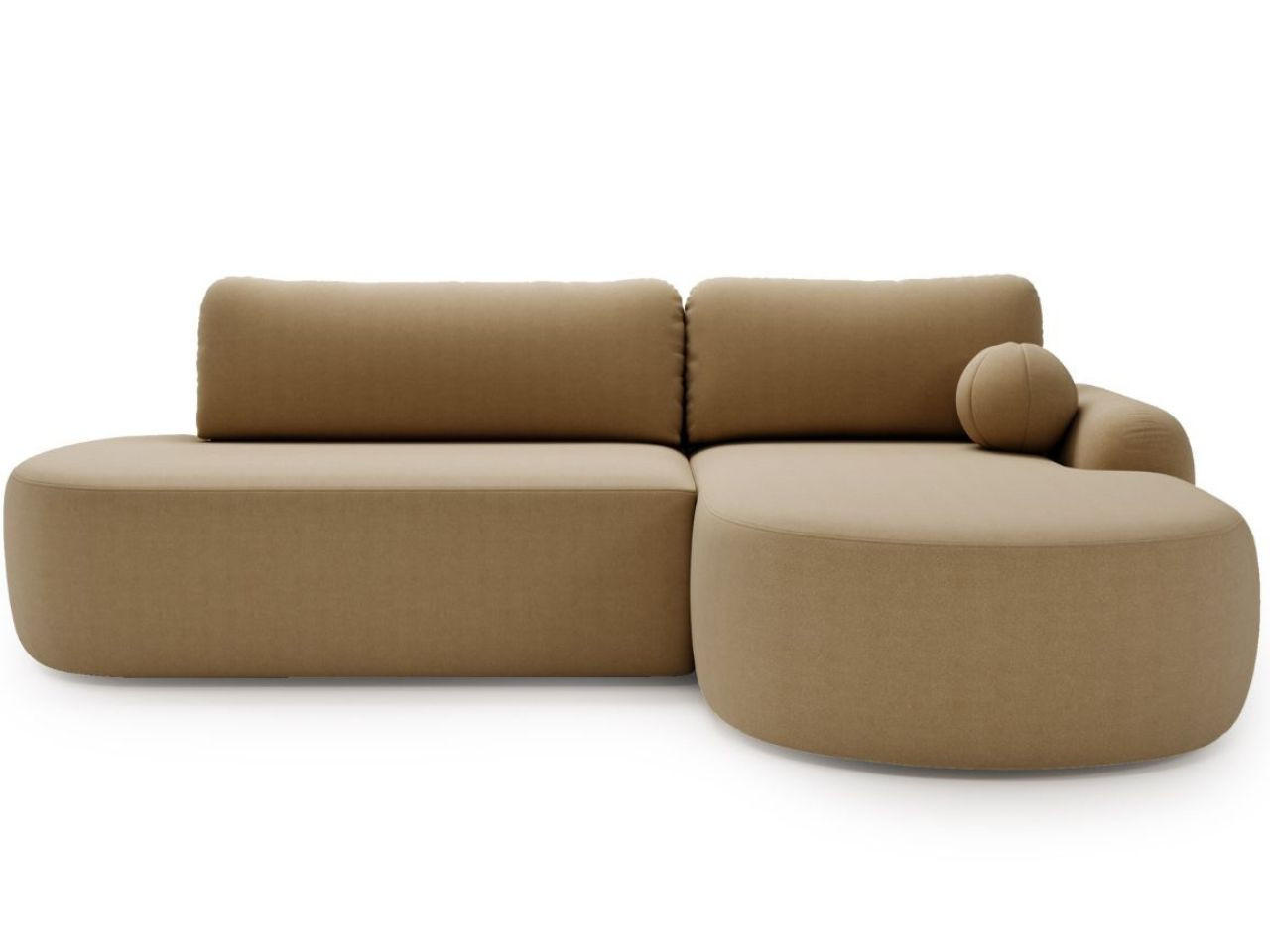 ECKSOFA Aurio O Bouclé-Stoff Hellbraun Rechts - Hellbraun, Holz/Textil (271/177cm) - Graingold