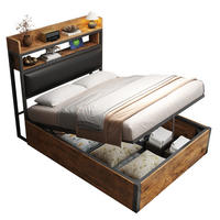 POLSTERBETT 90/200 cm in Schwarz mit Stauraum, USB und Regal - Schwarz, Holzwerkstoff/Textil (90/200cm) - WISHDOR