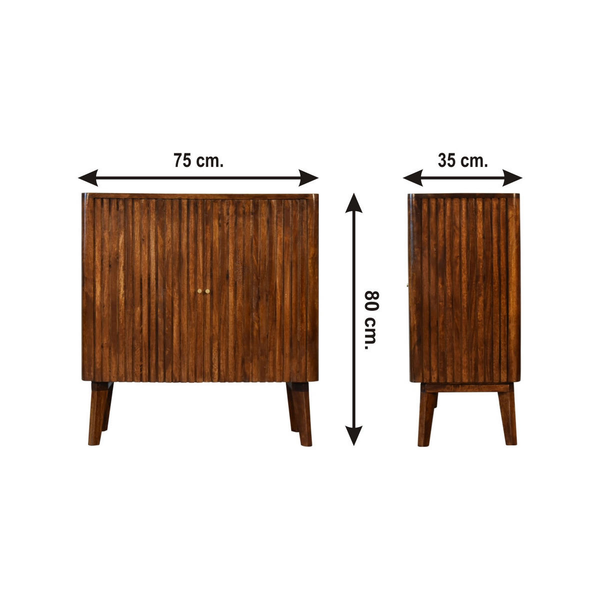 SCHRANK mit 2 Türen - Messingfarben/Braun, Holz/Metall (75/80/35cm) - Artisan Furniture