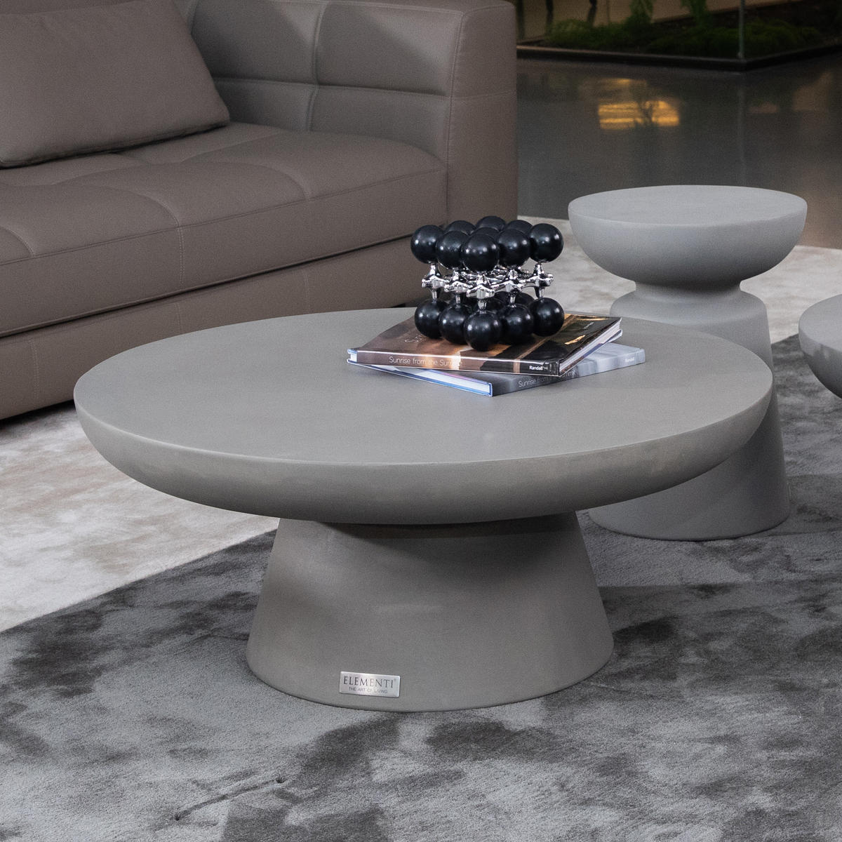 COUCHTISCH KYLIX Mittel Beton Optik 86 x 86 x 35.6 cm - Grau, Naturmaterialien (86/86/35.6cm) - Elementi