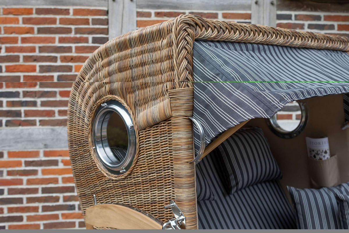 STRANDKORB XXL Düne Grande Teak Banana - Braun/Grau, Metall (142/170/95cm) - Mr. Deko