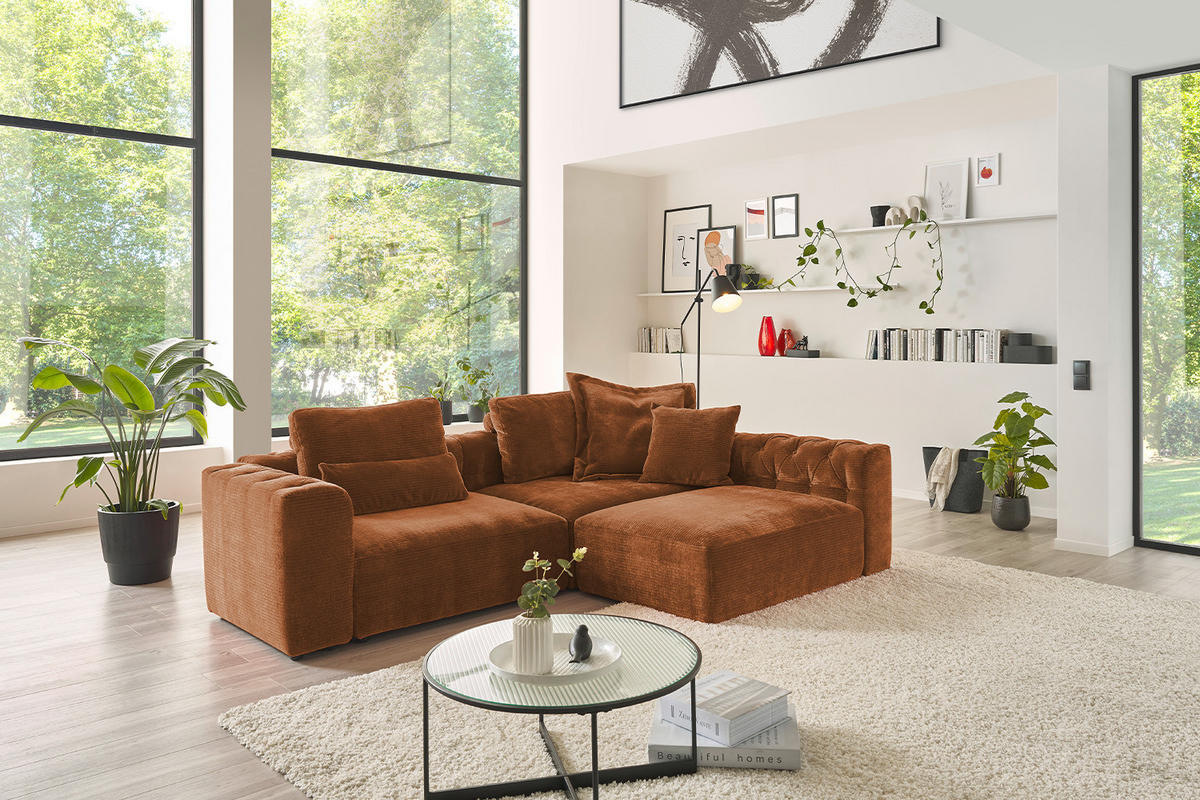 SOFA SITZELEMENT SEPHI Braun Cord - Rotbraun/Dunkelbraun, Kunststoff/Textil (107/62/27cm) - KAWOLA