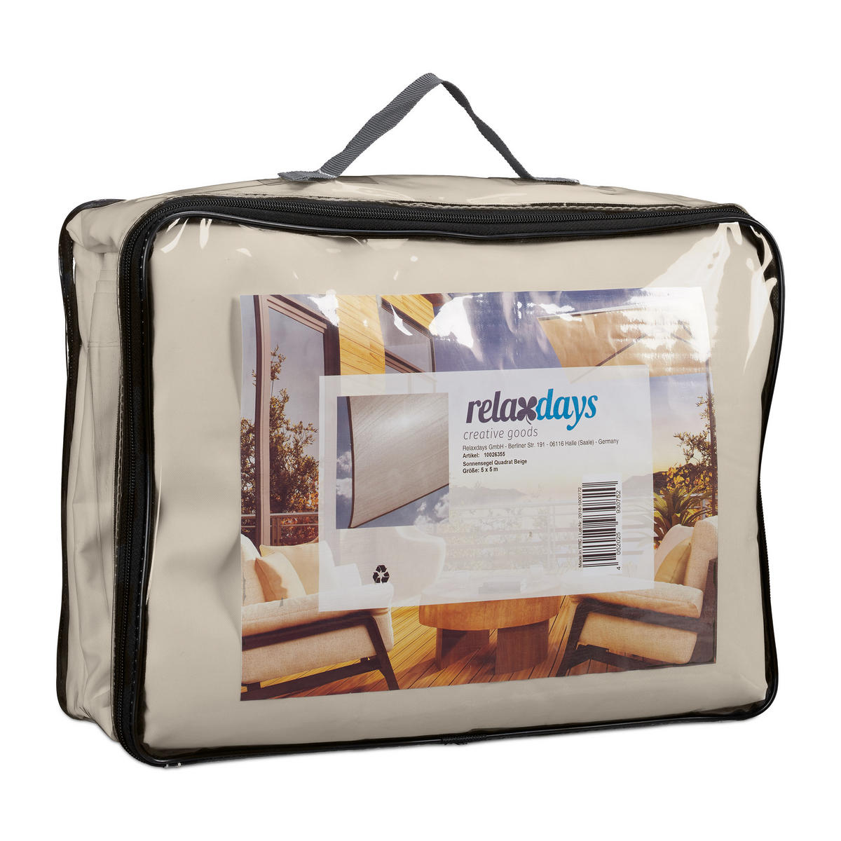 SONNENSEGEL - Beige, Textil/Metall (500/500cm) - Relaxdays