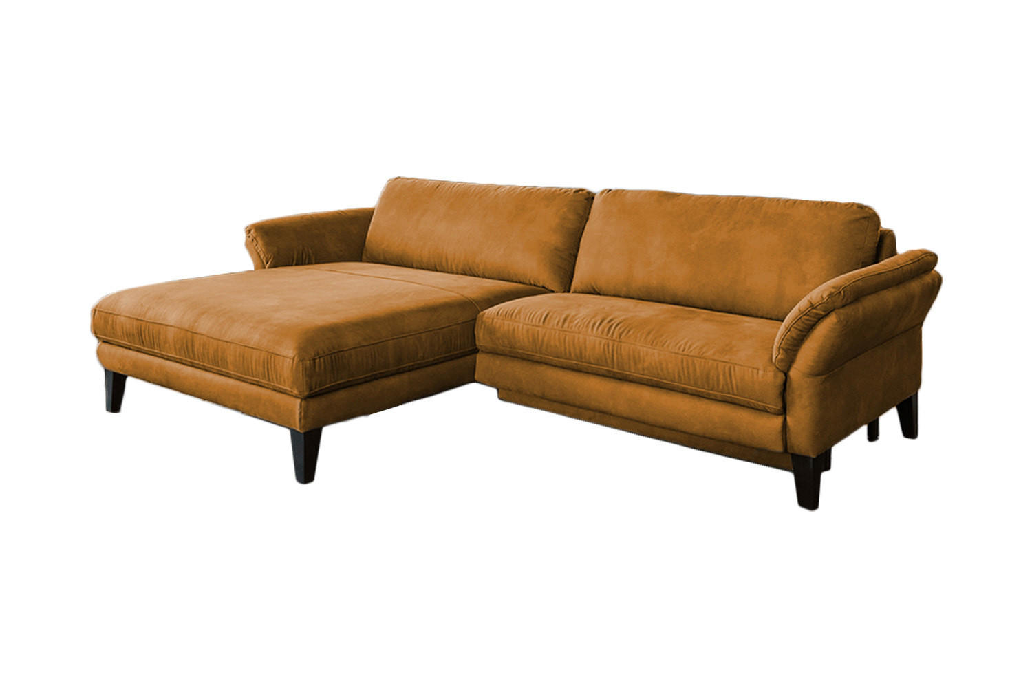 ECKSOFA MALTA Rotbraun Webstoff - Rotbraun/Cognac, Buchenholz/Textil (302/175cm) - KAWOLA