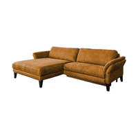 ECKSOFA MALTA Rotbraun Webstoff - Rotbraun/Cognac, Buchenholz/Textil (302/175cm) - KAWOLA