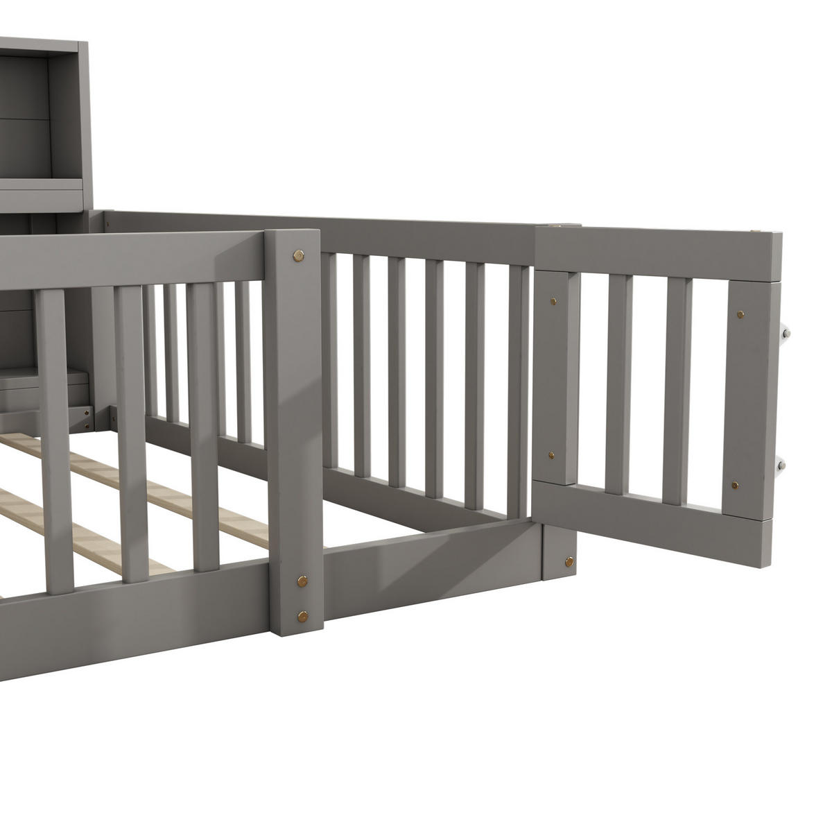 TAGESBETT 140/200 cm grau aus Kiefernholz und MDF mit Stauraum - Grau, Holz (140/200cm) - OKMYHOME