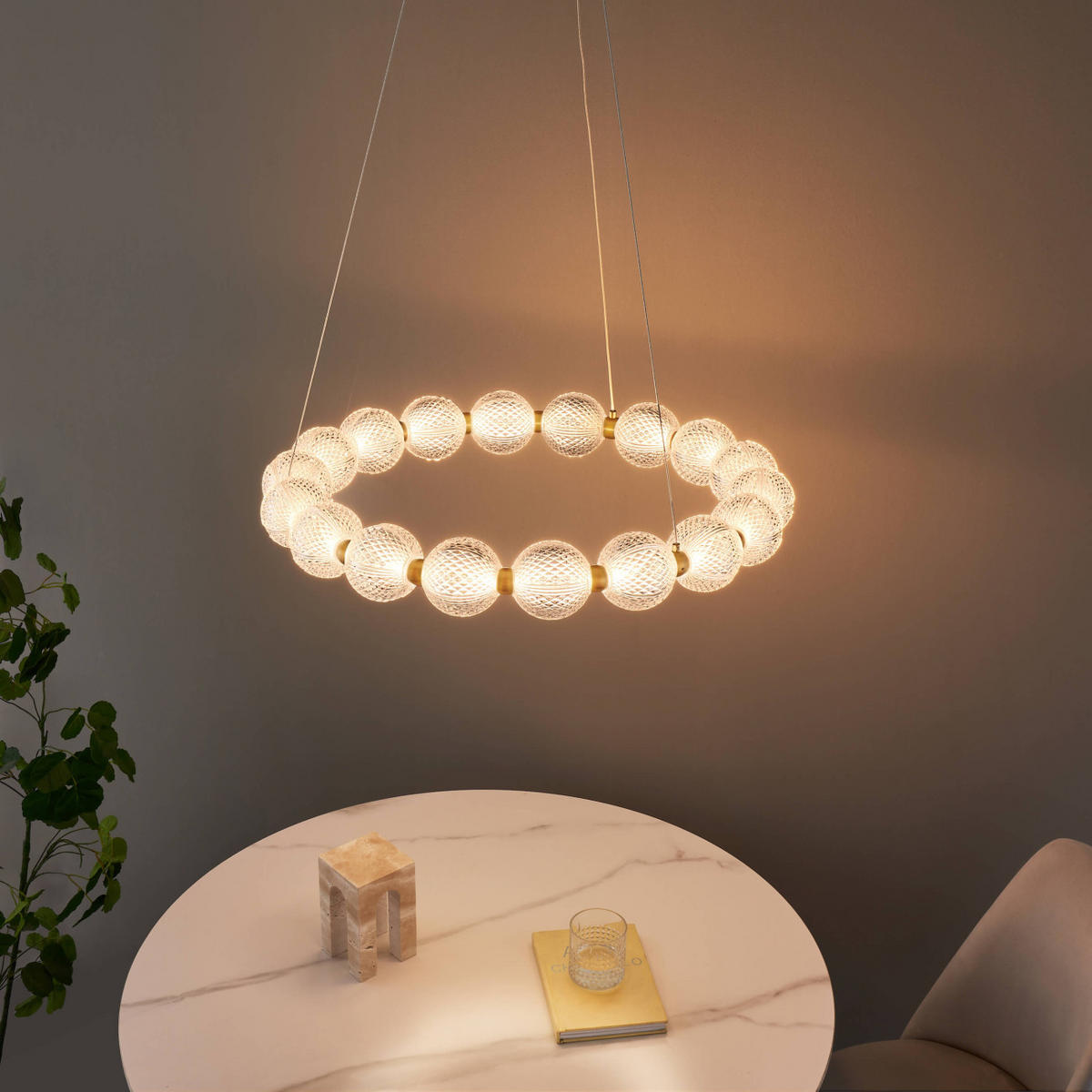 HÄNGELEUCHTE Roseli, Transparent und goldfarben, 8cm - Transparent, Metall (8/57/8cm) - KOSILUM