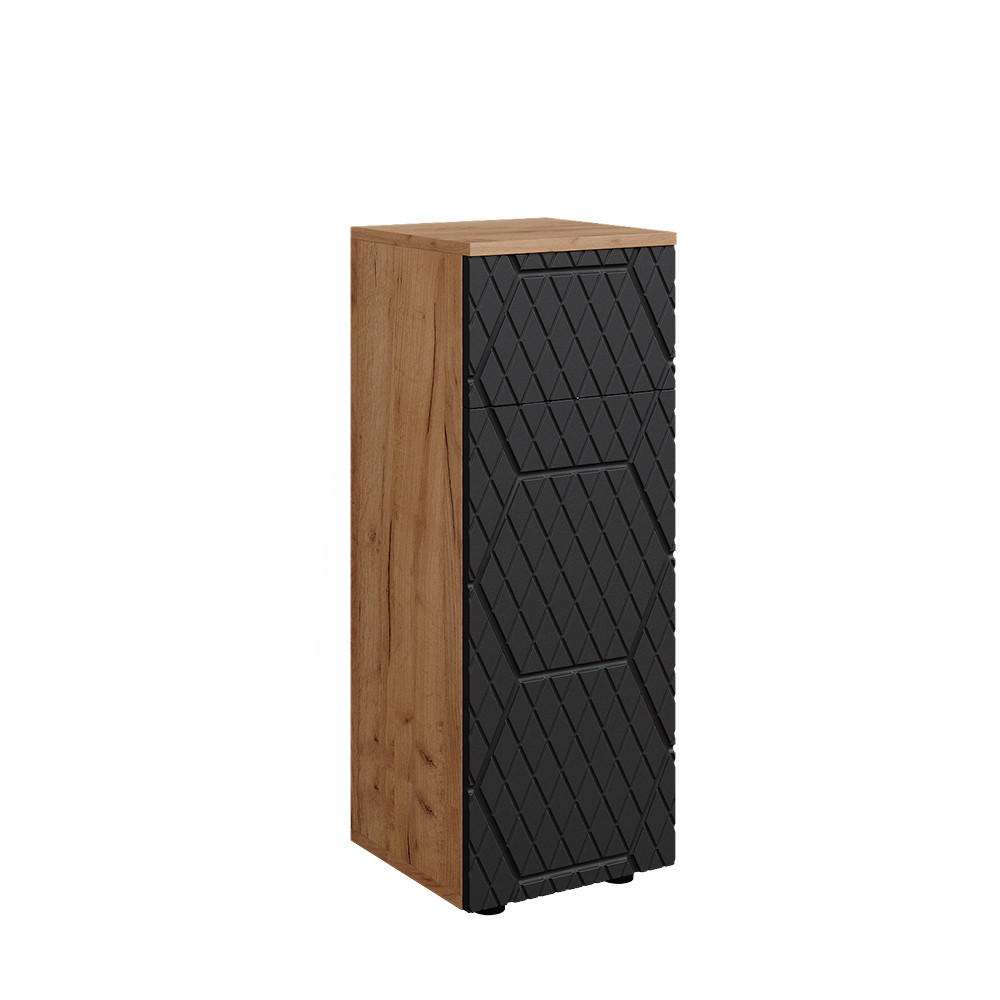 MIDISCHRANK Irma Anthrazit gestreift 30x81 cm mit 1 Schublade 2 Fächer - Anthrazit/Eiche Wotan, Holzwerkstoff (30/81/30cm) - Vicco